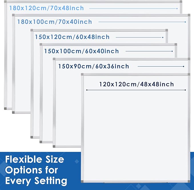 SWANCROWN Magnetic Dry Erase Board 60" x 40" Large White Board, with 2.5 cm Thick Aluminum Frame, Long Marker Tray & Magnretic Pen Holder – Whiteboard for Wall, Offices, School, Meeting Rooms-DeskLoop Office