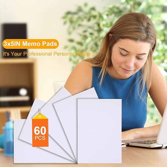 Fainne 3 x 5 Inch Paper Note Pads White Memo Pad Blank Writing Memo Scratch Paper for Waitress Waiter Book to Do Grocery List Small Notebook Restaurant Checkbook, White(60 Pack)-DeskLoop Office