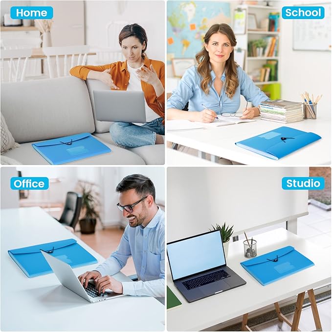 13 Pocket Expanding File Folder Accordian File Organizer, A4 Letter Size Paper Document Receipt Holder for School Office Supplies, Blue-DeskLoop Office