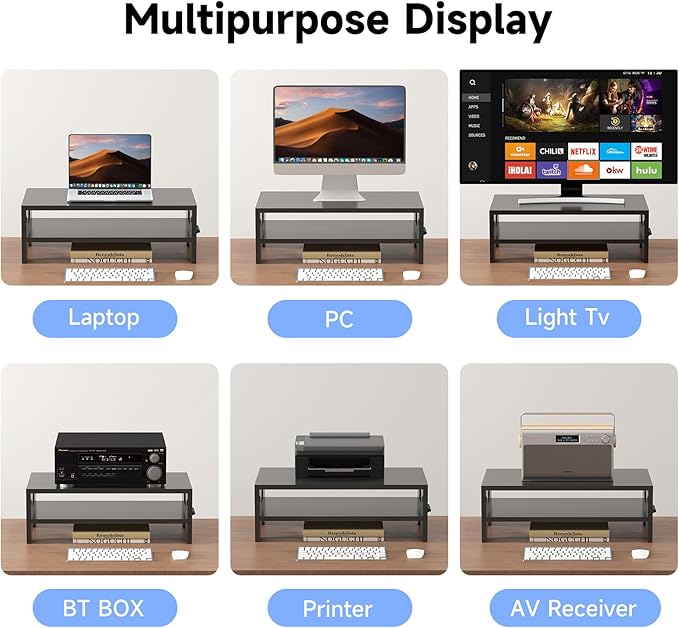 Pholiten Monitor Stand Riser, Desktop Stand, Computer Stand, Ergonomic Design, Two-Level Design, Desktop Organization, Keyboard Smartphone Storage, Printer Stand, Display Stand, 16.5 x 9.3 x 5.6-DeskLoop Office