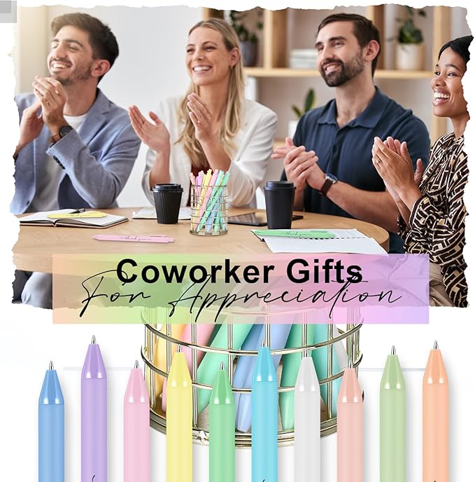 30pcs Thank You Pens Bulk Cute Multicolor Ballpoint Pens Thank You Gift for Men Women Employee Holiday Appreciation Gifts for Teacher Office Back to School Party Favors (Fresh Colors)-DeskLoop Office
