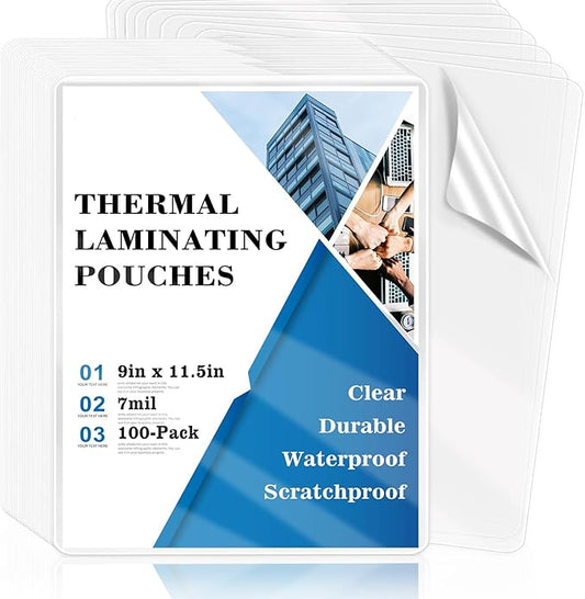 100 Pack 9x11.5inch 7mil Letter Size Laminating Sheets Thermal Laminating Pouches Paper Laminator Sheets File Card Laminator Pouches 8.5x11inch for Permits Cards File Photos (100, 9"x11.5"-7mil)-DeskLoop Office