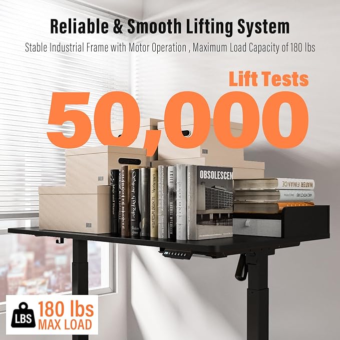 Standing Desk with Drawers,Thickened Table Legs Sit Stand Desk Electric for Home Office & Gaming,Ergonomic Stand Up Desk Cable Management Tray(Classic Black) (Classic Black, 55″ x 30″)-DeskLoop Office