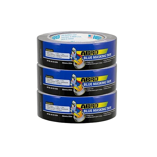 ABRO Blue Painters Tape 1.5 Inch Wide, 36mm x 55M, All Purpose Blue Tape, Temporary Labeling, Easy Tear, Clean Removal, Masking Tape Colored DIY or Pro - 3 Pack-DeskLoop Office