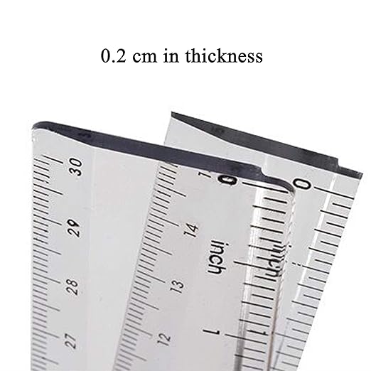 2 Pack Plastic Ruler Straight Ruler Clear See Through Measuring Acrylic Tool for Student School Office with Centimeters and Inches(6 Inch+12 Inch)-DeskLoop Office