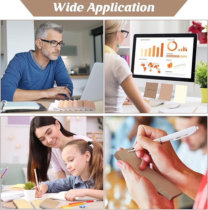 Fainne 60 Pads Sticky Notes Bulk 1.5 x 2 Inch Mini Self Stick Note Small Assorted Bright Colors Paper Memo for Office School Notebook Supplies 50 Sheets/pad (Simple Style,Khaki Series)-DeskLoop Office