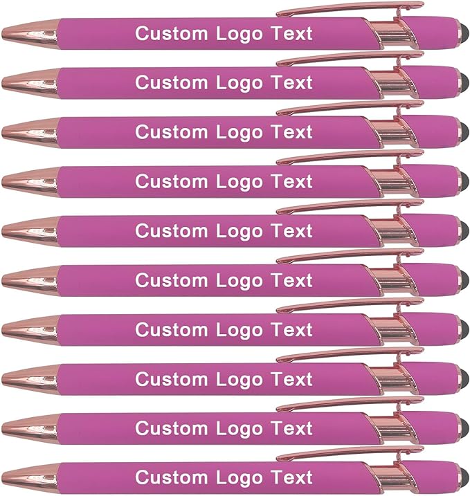 Custom Engraved Ballpoint Pens Bulk, Personalized with Name/Logo, Black or Blue Ink, Smooth Writing for Office, School, Business, Church, Reunion Pink 100 Pcs-DeskLoop Office