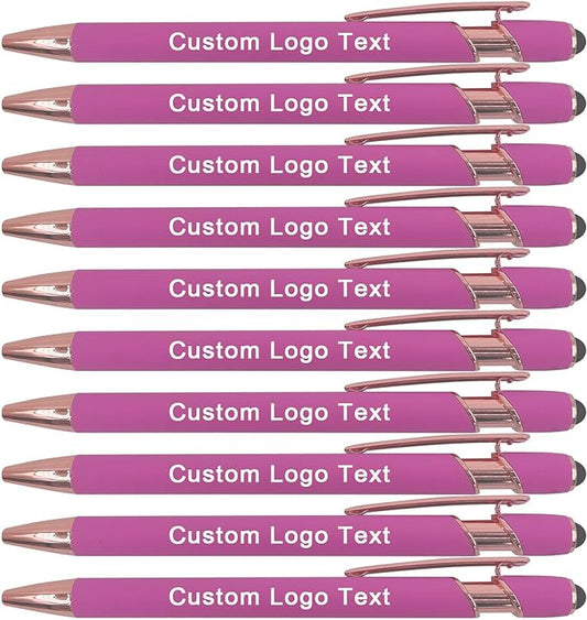 Custom Engraved Ballpoint Pens Bulk, Personalized with Name/Logo, Black or Blue Ink, Smooth Writing for Office, School, Business, Church, Reunion Pink 100 Pcs-DeskLoop Office