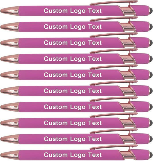 Custom Engraved Ballpoint Pens Bulk, Personalized with Name/Logo, Black or Blue Ink, Smooth Writing for Office, School, Business, Church, Reunion Bulk Pink 50 Pcs-DeskLoop Office