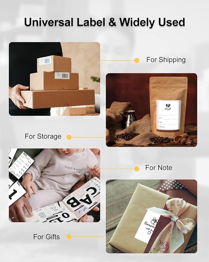 4x6 Thermal Label Printer Paper, Fan-Fold Shipping Labels,Water/Oilproof Adhesive Thermal Shipping Label Stickers Compatible with USPS, Shopify, Amazon, Etsy, Ebay, DHL, UPS- 100 PCS White-DeskLoop Office