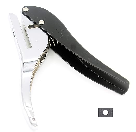 Metal Silver Hand-held 5/16 inch 8mm Round Heavy Duty Single Circle Hole Punch for ID Cards PVC Cards Badge Photos-DeskLoop Office