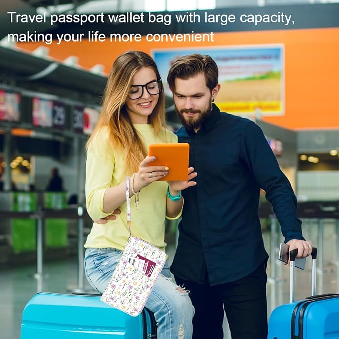Family Passport Holder Wallet RFID Blocking Document Organizer PU Leather - Image 7