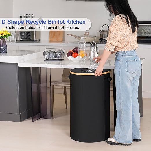 efluky Recycling Bin for Kitchen 100L, 26 Gallon Recycle Bins for Indoor Outdoor Home Use with 2 Removeable and Reusable Inner Bags, Tall Recycle bin for Bottle Can Plastice Stickers (Black)-DeskLoop Office
