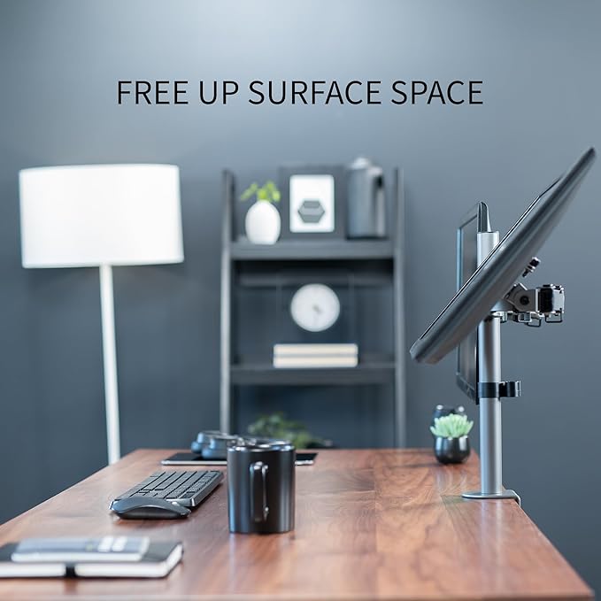 VIVO Dual Monitor Desk Mount, Heavy Duty Fully Adjustable Steel Stand, Holds 2 Computer Screens up to 30 inches and Max 22lbs Each, Gray Color, STAND-V002-GY-DeskLoop Office