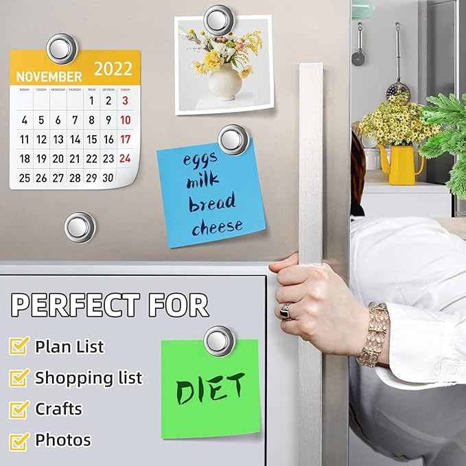 Strong Fridge Magnets, Push Pin Magnets, Strong Refrigerator Magnet Strong, Magnetic Push Pins, Dry Erase Board Whiteboard Magnet for Fridge, Map Decor, Locker, Kitchen, Office, School-DeskLoop Office