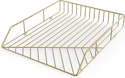 U Brands Metal Paper Tray, Letter Size, Desktop Accessory, Vena Collection, Gold, 3233U03-12-DeskLoop Office