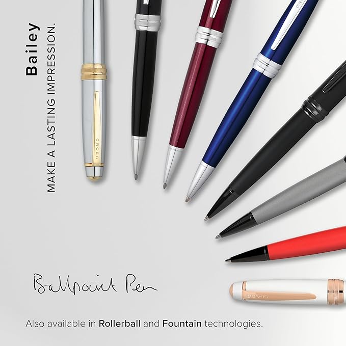 Cross Bailey Refillable Ballpoint Pen Presented in a Premium Gift Box - Medium Point, Black Ink, Blue-DeskLoop Office