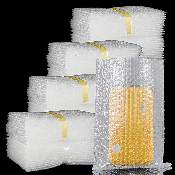 200Pcs Clear Bubble Out Bags, 15x20 CM Bubble Pouches Bags for Shipping, Double Wall Cushioning Wrap Bags for Moving Packaging Storage Fragile China Dishes Electronic Item-DeskLoop Office