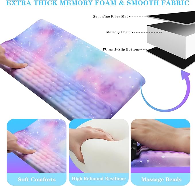 Computer Keyboard Stand with Wrist Rest, Ergonomic Tilted Keyboard Holder - Keyboard Riser with Wrist Pad - Keyboard Tray Support for Office Home -Colorful Stars-DeskLoop Office