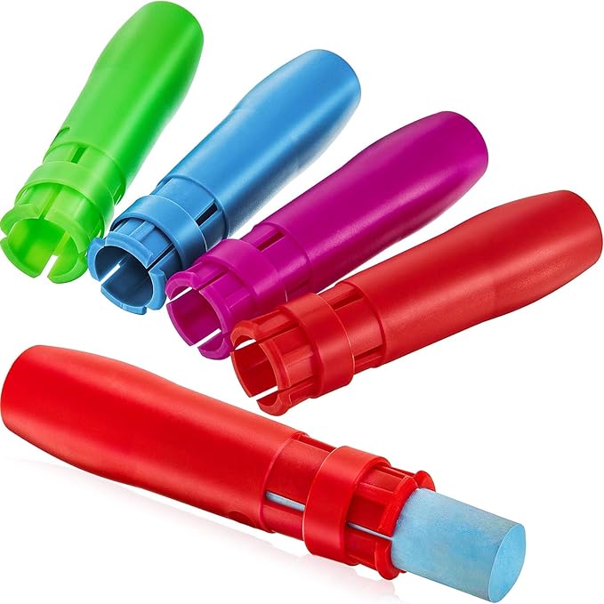 Sidewalk Chalk Holders Railroad Chalk Holder Jumbo Plastic Adjustable Clip for Kids Teachers Students Office or Classroom(5 Pieces)