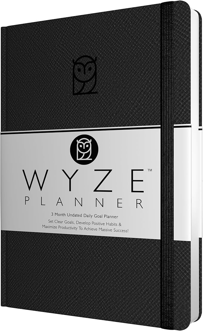 Undated Daily Planner – 3-Month A5 Productivity Organizer with Full Page Per Day, Hourly Schedule, Goal Setting, Habit Tracker, Weekly & Monthly Pages – Hardcover Time Management Notebook (Black)-DeskLoop Office