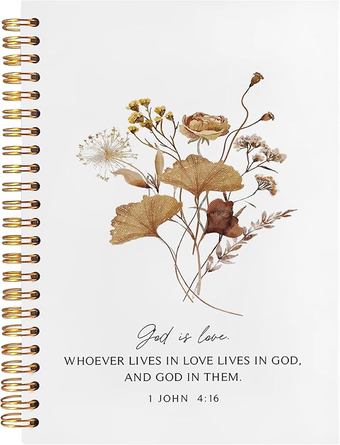 BearCake God is Love Floral Christian Notebook Journal, Christian Gifts for Women, Bible Notebooks for Note Taking, Bible Journaling Notebook, Hardcover Spiral Notebook 5.5x8.3-DeskLoop Office