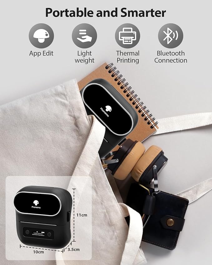 Phomemo Label Maker,M220 Label Printer,3 Inch Bluetooth Thermal Label Maker Machine with 2000+ Icons,300+ Templates & Fonts,for Kids School Items,Small Business,Large Sticker-DeskLoop Office