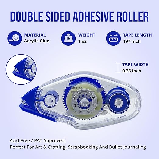 Tape Runner - Double Sided Adhesive with Dispenser Roller Included - Acid Free, Sticky, Clear & Transparent - Ideal for Scrapbooking, Crafts & More - Mini (197 inches per Cartridge), 20 Cartridges-DeskLoop Office
