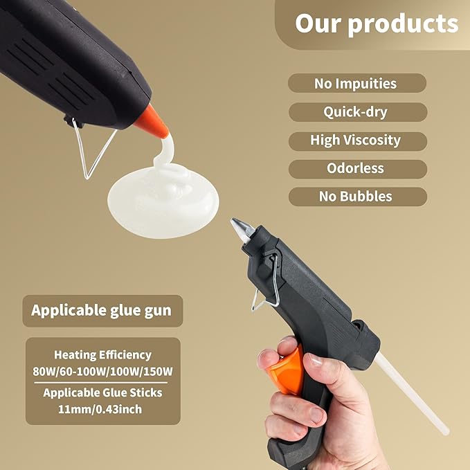 MATUFF White Hot Glue Sticks Full Size 0.43” Dia x 8” Long, 20 pcs Hot melt Adhesive Glue Sticks, All-Purpose Colored Glue Gun Sticks for DIY White Crafting Arts and Wedding Cards, Stamp Sealing-DeskLoop Office