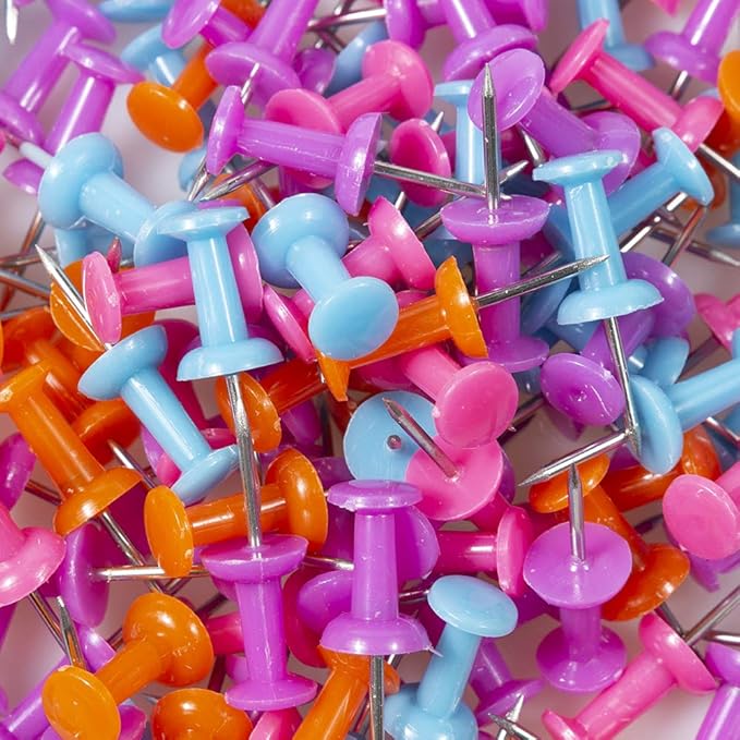 JAM PAPER Colorful Push Pins - Assorted Color Pushpin Jar - 12 Packs of 150-DeskLoop Office