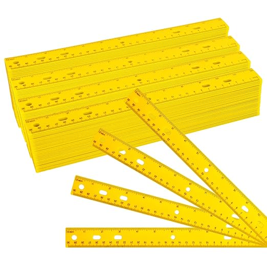 200 Pack 12 Inch Plastic Rulers Bulk, Yellow Plastic Ruler, Yellow Ruler with Dual-Scale Measurement, Easy to Store, for Home, Office, Practical Use by KUKLIPJIM-DeskLoop Office
