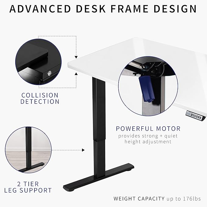 VIVO Electric Dry Erase 60 x 24 in Standing Desk, Memory Height Adjustment, 1B Series, White Marble Pattern Top, Gray Frame, DESK-KIT-1G6WM-DeskLoop Office