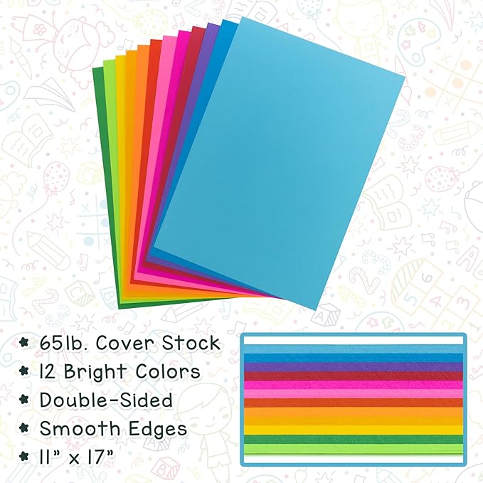 Hygloss Light Green Bright Colored Cardstock - 11x17-Inch, 50 Sheets, 65 lb/ 176 gsm, Fade-Resistant, Acid-Free Color Card Stock Paper-DeskLoop Office