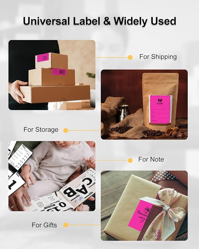 Phomemo 4x6 Thermal Label Printer Paper - 500 PCS Rose 4"x6" Fan-Fold Shipping Supplies Labels - Water/Oilproof Label Stickers - Permanent Adhesive Mailing Labels Paper for Thermal Printer-DeskLoop Office