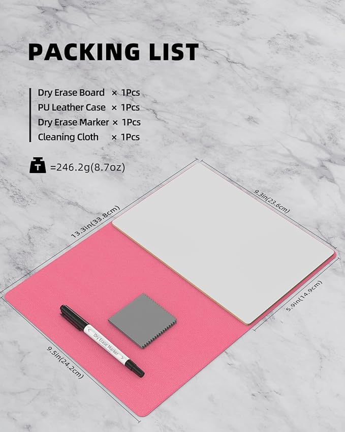 Small Dry Erase Board with Stand for Desk, Portable Reusable Desktop Notepad, 9.5 * 5.9in Memo White Board,Office Home Supplies Desk Accessories MH770 (Rose)