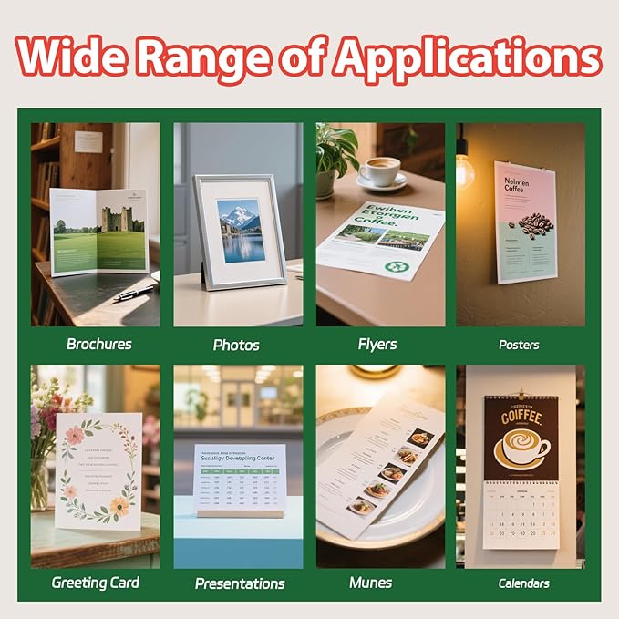 Uinkit Premium Glossy Inkjet Photo Paper - 8x10 Inch, 48lb 180gsm, 100 Sheets - Professional Photographic Quality, Dye Ink Compatible, High-Gloss Finish for Vivid Photos & Sharp Details-DeskLoop Office