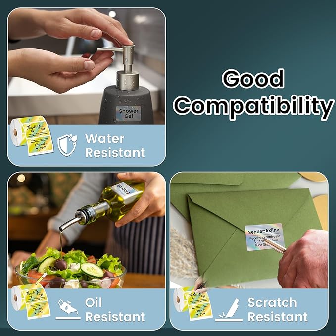 2.25x1.25 Inch Thermal Labels Gold, Holographic Sliver Barcode Thermal Labels for Thermal Printer and Small Business, Multi-Purpose Rectangle Stickers, 500 Sheets/Roll-DeskLoop Office