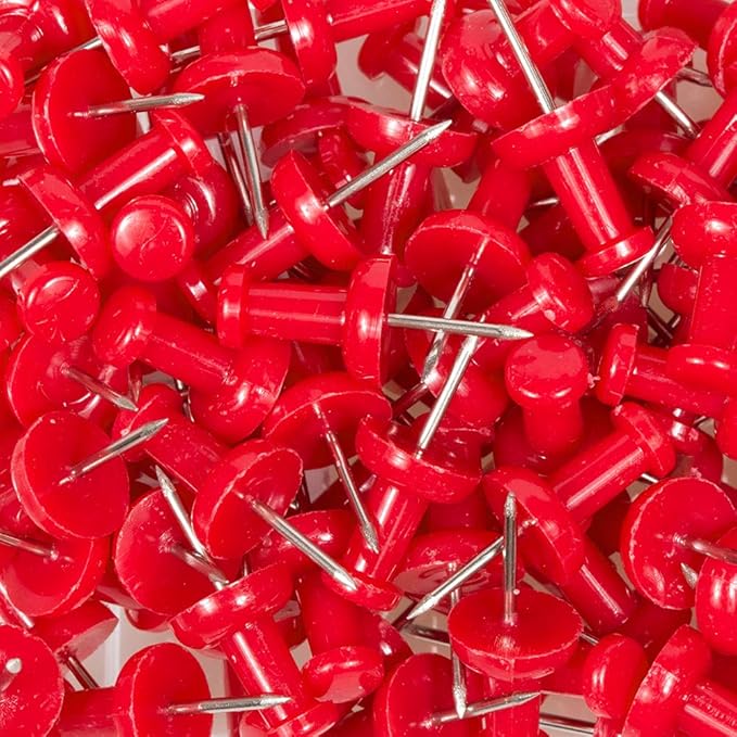 JAM PAPER Colorful Push Pins - Red Pushpins - 100/Pack-DeskLoop Office