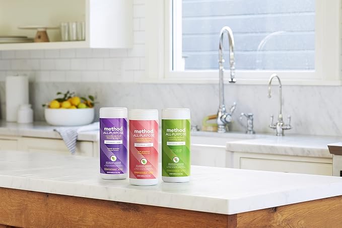 Method All-Purpose Cleaning Wipes, Pink Grapefruit, Multi-Surface, Compostable, 70 Count (Pack of 3)-DeskLoop Office