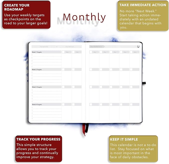 The Phoenix Journal - Best Daily Goal Planner, Organizer, & Calendar for Goal Setting, Gratitude, Happiness, & Productivity - Vision Board & Habit Tracking - 12 Weeks, Undated, Hardcover (Crimson)-DeskLoop Office