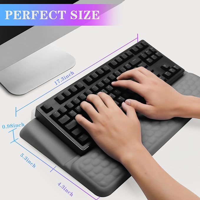 Computer Keyboard Stand with Wrist Rest, Ergonomic Tilted Keyboard Holder - Keyboard Riser with Wrist Pad - Keyboard Tray Support for Office Home - Gray-DeskLoop Office