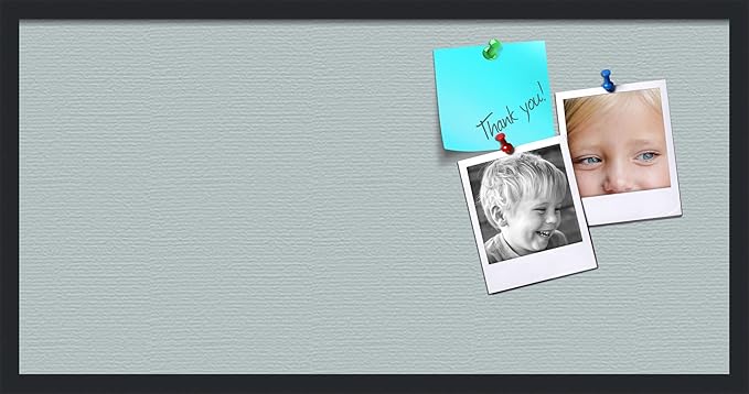 PinPix 36x18 Inch Cork Bulletin Board. This Decorative Framed Pin Board Comes with Soft Blue Design and a Satin Black Frame. Ideal for Home Office Decor or Message Board (PinPix-1814)-DeskLoop Office