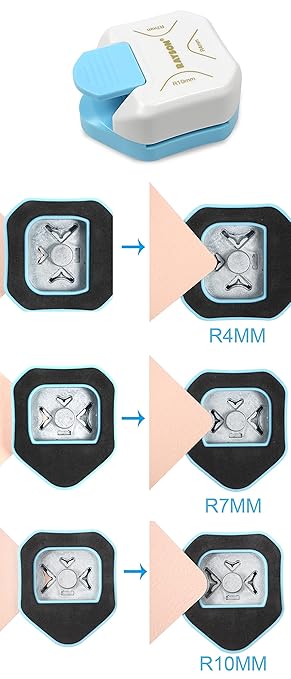 RAYSON CR05W 3 in 1 Corner Cutter, 4mm 7mm 10mm 3 Way Corner Rounder Paper Punches for Paper Craft, DIY Projects, White-DeskLoop Office