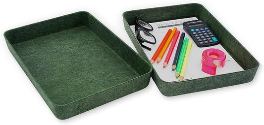 Welaxy 2-piece Office desk drawer organizer tray letter-size documents paper book file Folder Holder storage bins (Forest Green)-DeskLoop Office