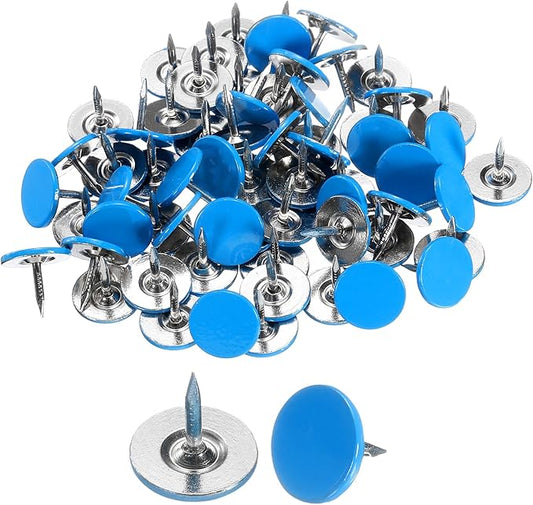 uxcell 60Pcs Upholstery Tacks, 11mmx10mm Flat Head Thumb Tack Decorative Furniture Nails Push Pins for Furniture Sofa Headboards, Blue-DeskLoop Office