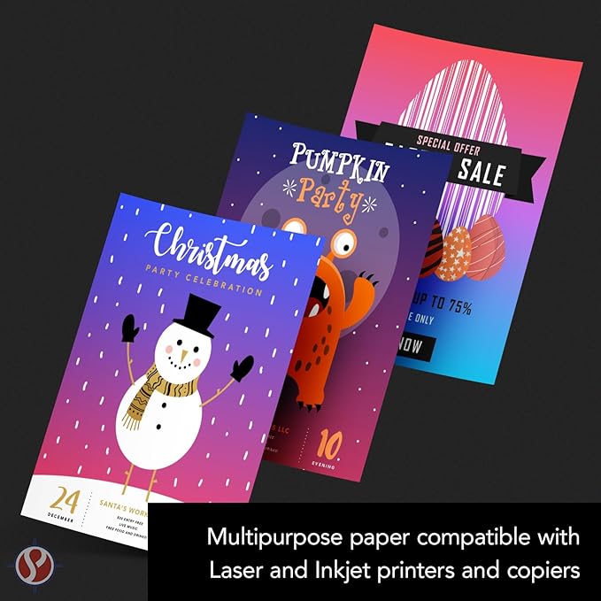 Bright White Paper - Multipurpose Office Print Writing Copy - Flyers, Posters, Design Proposals, Business Documents | 8.5 x 11 | 100lb Text (40lb Bond) | Acid Free Paper | 100 Sheets per Pack-DeskLoop Office