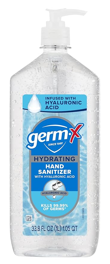 Germ-X Hand Sanitizer, Hydrating with Hyaluronic Acid, 1L Bulk Pack, Instant & No Rinse Formula, Sanitizing Liquid Gel for All Skin Types, Formulated without Parabens, Phthalates & Dyes-DeskLoop Office