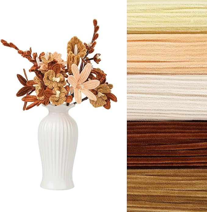 400 PCS Pipe Cleaners Bulk,5 Colors Pipe Cleaners Craft for Flowers with Floral Wires,Gardening Tape,Greeting Card,Bouquet Paper,Hot Glue Stick,Stamen & Ribbon,Ideals for DIY Holiday Deco-DeskLoop Office
