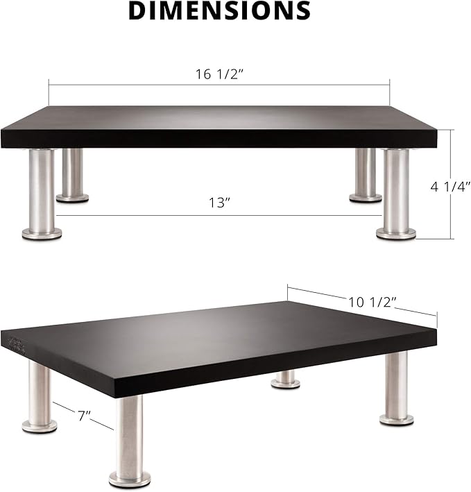 The Original Bamboo Monitor Stand (As Seen On PBS) - Monitor Riser for Computer Screen or Laptop - Desk Shelf Adds Storage Space and Improves Ergonomics - Black-DeskLoop Office