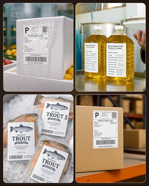 MUNBYN 4"x6" Direct Thermal Shipping Labels, Durable Waterproof, Oil-Proof, Scratch-Proof, Alcohol-Resistant, Tear-Resistant Label Paper for Thermal Printers, Packages, and Logistics, 380 Sheets/Roll-DeskLoop Office